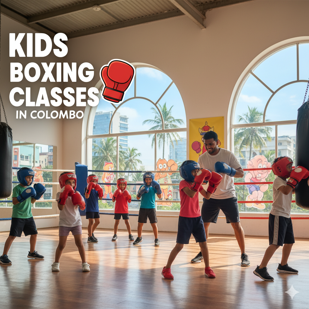 Children’s boxing training at Boxing Academy LK, Kohuwala, colombo—attention and balance drills.